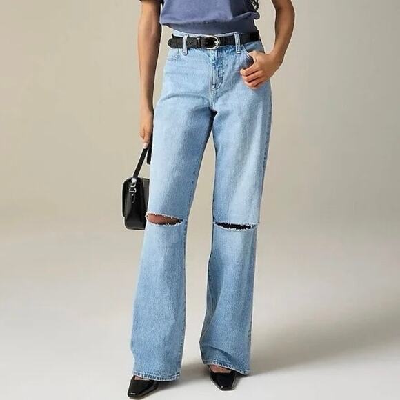 J.Crew 84' Low Rise Distressed Wide Leg Jean Synniva Wash Size 26 Tall NWT - Picture 1 of 10